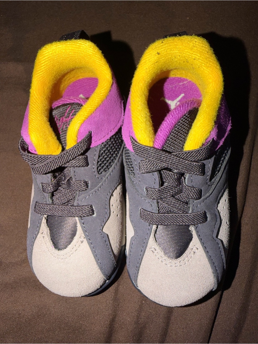 Jordan Kids Gray, Purple & Yellow Sneakers
